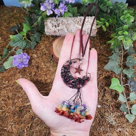 Handmade Obsidian Crystal Moon Décor #1 - Picture 3 of 3